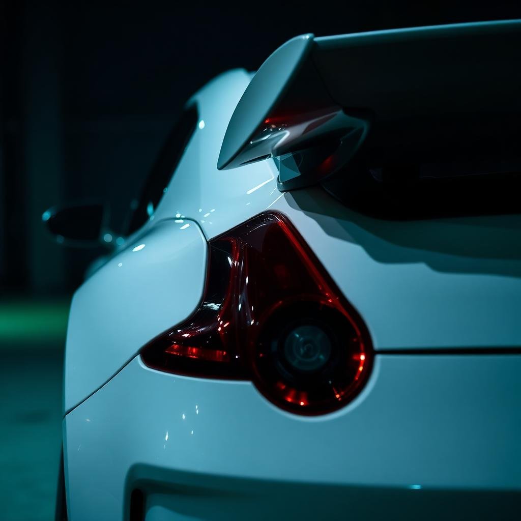 Traseira de carro esportivo com acabamento brilhante
